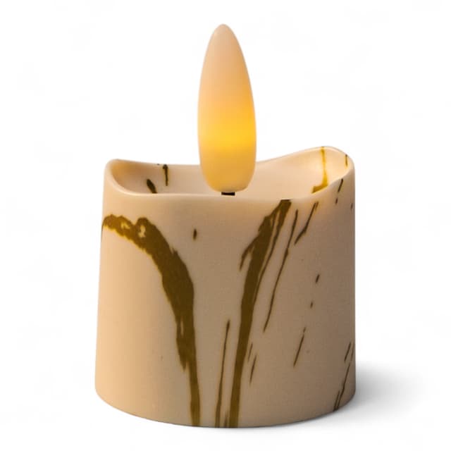 LED-Teelicht 3D – wiederaufladbar bis zu 400 Stunden – Marmor-Gold