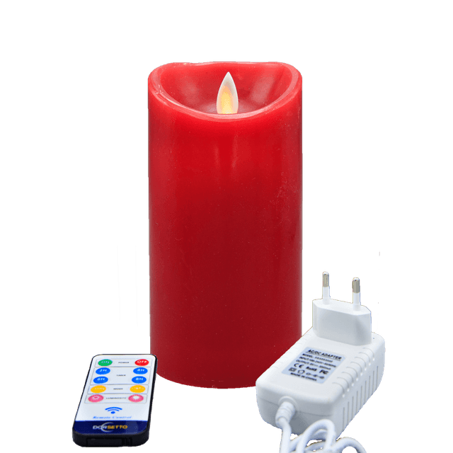 Aufladbare LED-Kerze Rot D 7,5 × H 15 cm DORSETTO mit Fernbedienung
