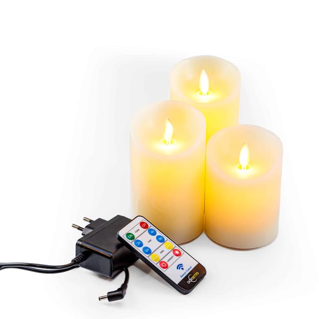 LED-Wachskerzen-Set – 3 Stück – DORSETTO