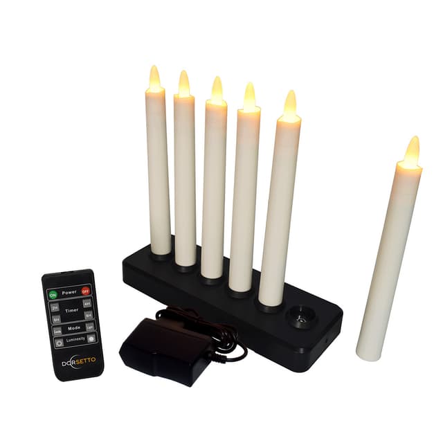 Wiederaufladbare LED-Stabkerzen 197 mm warmweiß – 130 Stunden – 6 Stück mit Fernbedienung