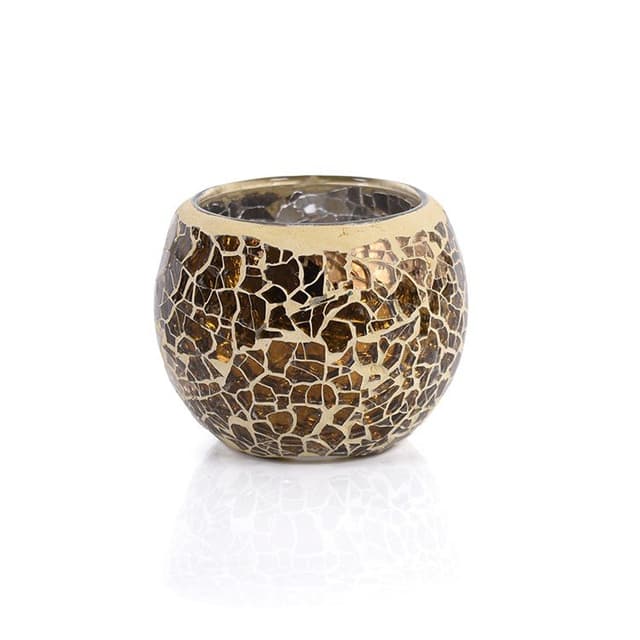 Teelichthalter Dorsetto Mosaik Braun-Beige