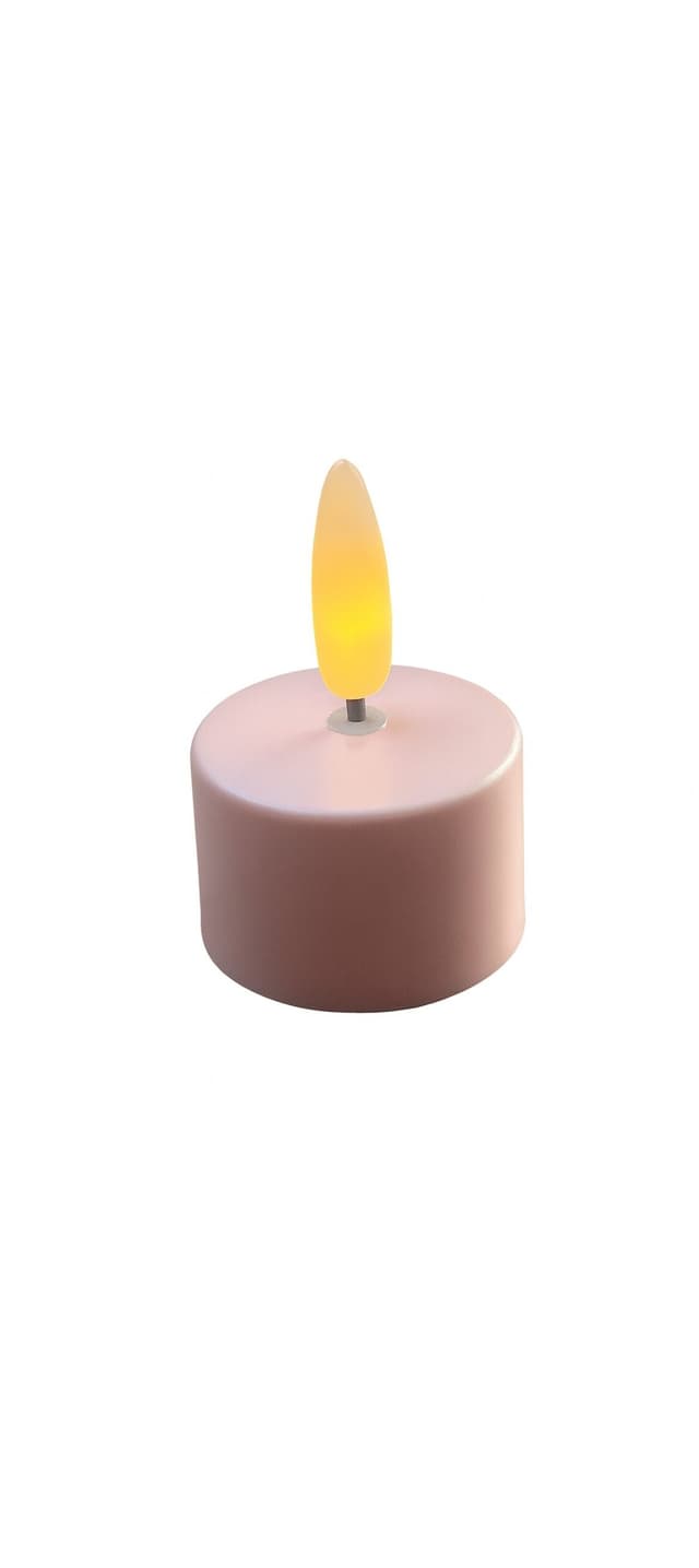 Wiederaufladbares Teelicht bis zu 400 Stunden – Blush Rosa – Warmweiß mit realistischem Flammeneffekt