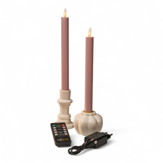 LED Stabkerzen – 400 Stunden Brenndauer – wiederaufladbar – Zartrosa Nancy’s Blushes No.278 – Set aus 2 Stück