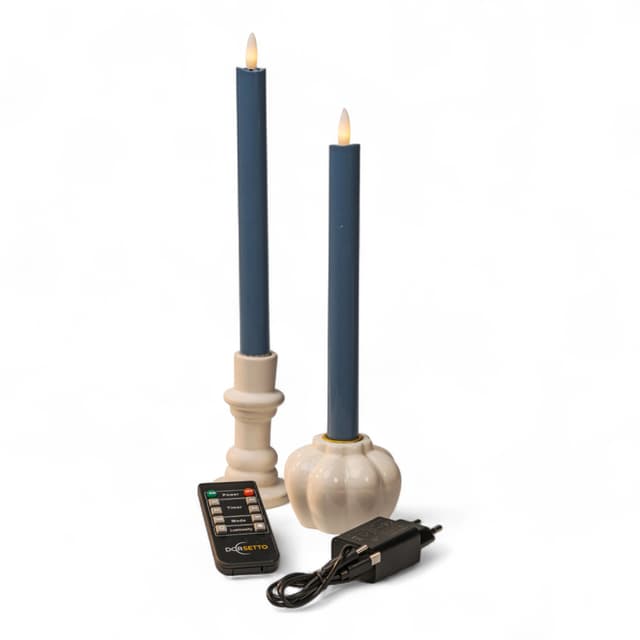 LED Stabkerzen – 400 Stunden Brenndauer – wiederaufladbar – Stone Blue No.86 – Set aus 2 Stück