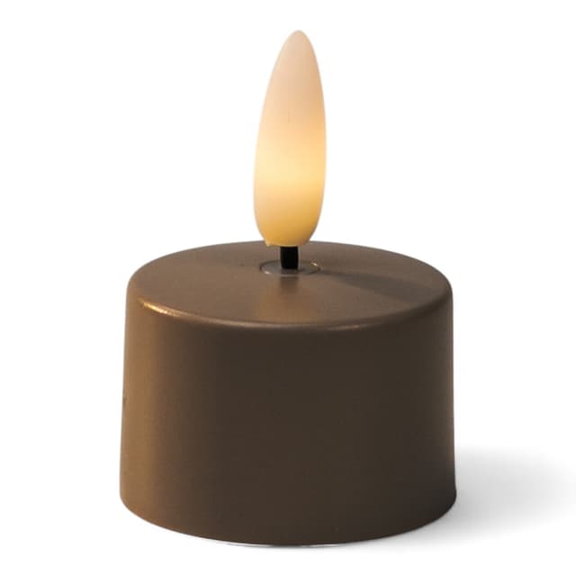 LED-Teelicht – Charleston Grau – 400 Stunden Leuchtdauer – Warmweiß mit realistischem Flammeneffekt