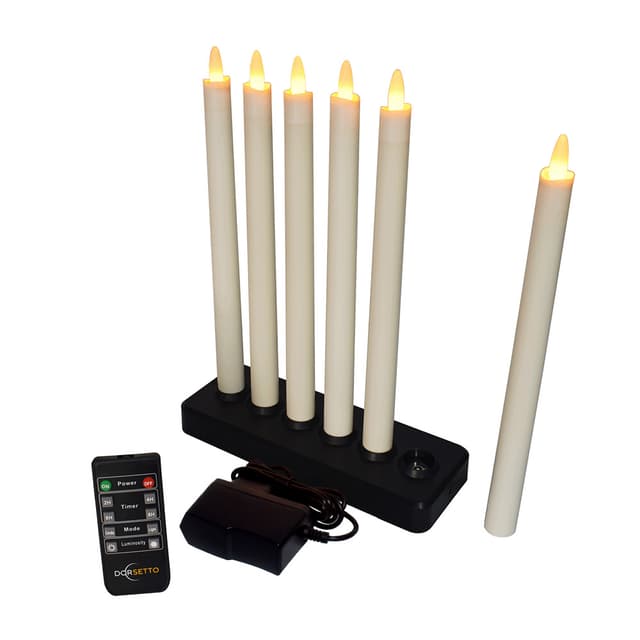 LED-Stabkerzen 270 mm wiederaufladbar warmweiß – 130 Stunden – 6 Stück mit Fernbedienung