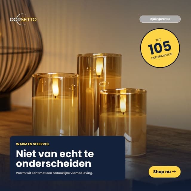DORSETTO wiederaufladbare LED-Kerzen – 3er-Set – 105 Stunden Brenndauer – mit Fernbedienung