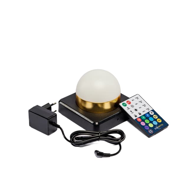 DORSETTO Tischlampe wiederaufladbar 105 Stunden – wasserdicht – Weiß mit Gold – mit Fernbedienung