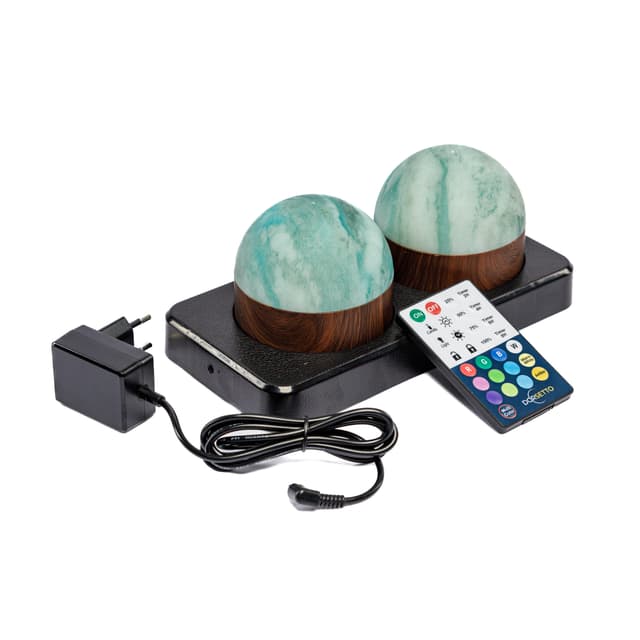 DORSETTO Tischlampe wiederaufladbar 105 Stunden – Set van 2 – wasserdicht – Marmor Grün Holzoptik – mit Fernbedienung