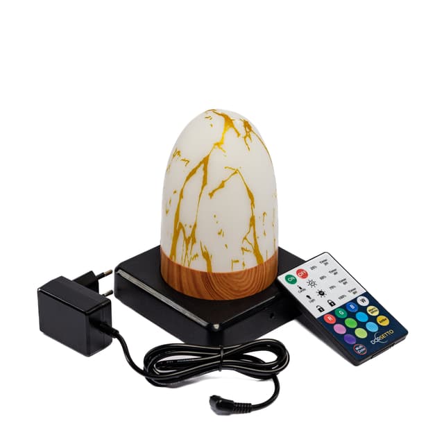 Tischlampe DORSETTO wiederaufladbar 105 Stunden – wasserdicht – oval – Marmor Gold – mit Fernbedienung