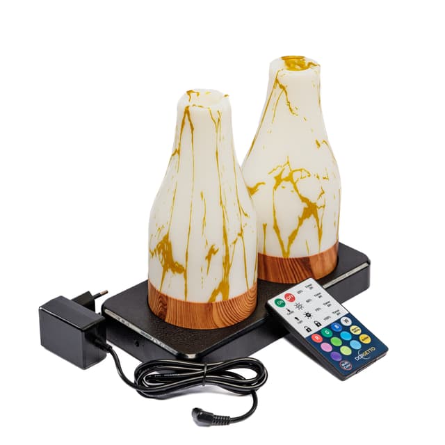 DORSETTO Tischlampen-Set wiederaufladbar 105 Stunden – wasserdicht – 2er-Set Vase – Marmor Gold – mit Fernbedienung