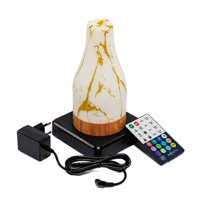Tischlampe DORSETTO wiederaufladbar 105 Stunden – wasserdicht – Vase – Marmor Gold – mit Fernbedienung