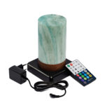 Tafellamp DORSETTO oplaadbaar 105 uur, waterdicht en cilindervormig in groen marmer houtlook, geleverd als set van 2 met afstandbediening.