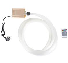 De LED Sterrenhemel (400 sterren) kit bevat een gouden bedieningskast, 4,5 m witte glasvezelkabels, een netsnoer en een veelkleurige afstandsbediening voor levendige lichteffecten - perfect om je eigen sterrenhemel te creëren.